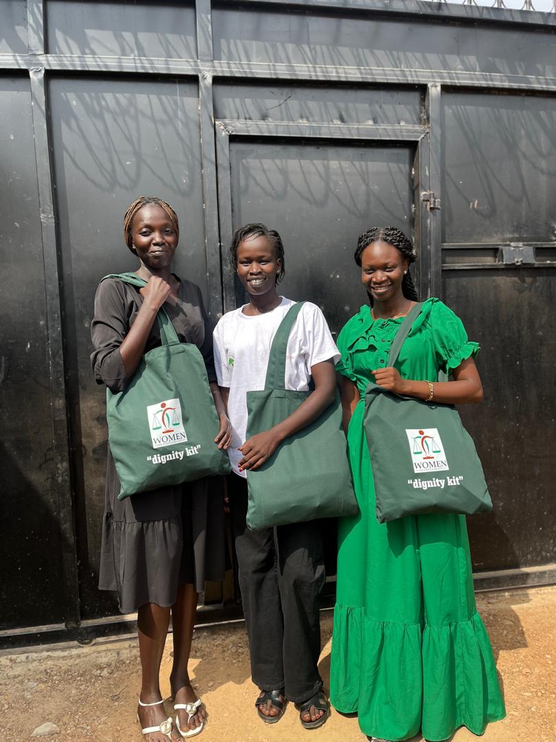 Women receiving dignity kits
