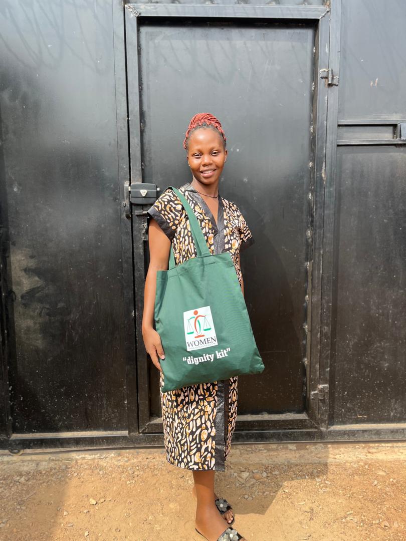 Woman with dignity kit